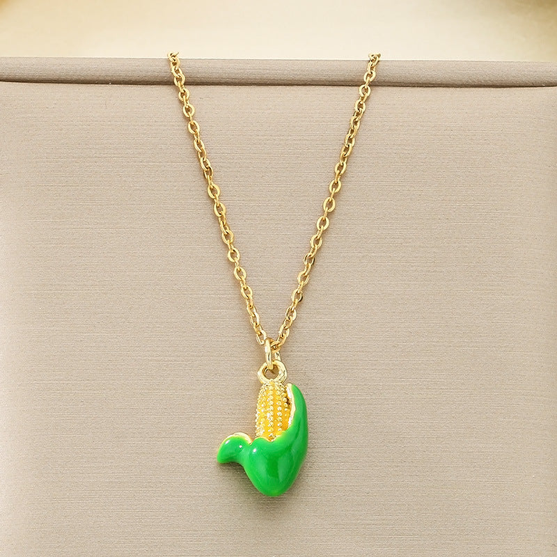Stainless Steel Fruit Charm Necklace