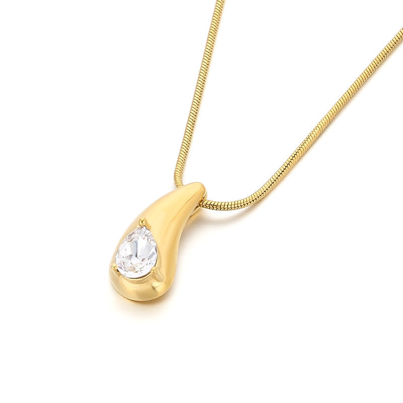 Stainless Steel Teardrop Pendant Necklace