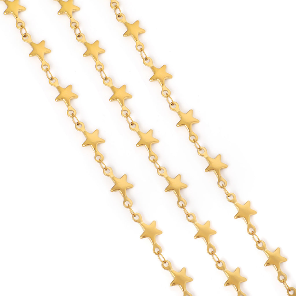 European and American cross-border stainless steel vacuum electroplating gold peach heart dolphin five-pointed star necklace handmade chain jewelry accessories wholesale