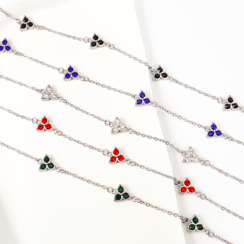 Cross-border new stainless steel three-diamond bracelet light luxury versatile Mori women's explosive bracelet simple hand jewelry wholesale