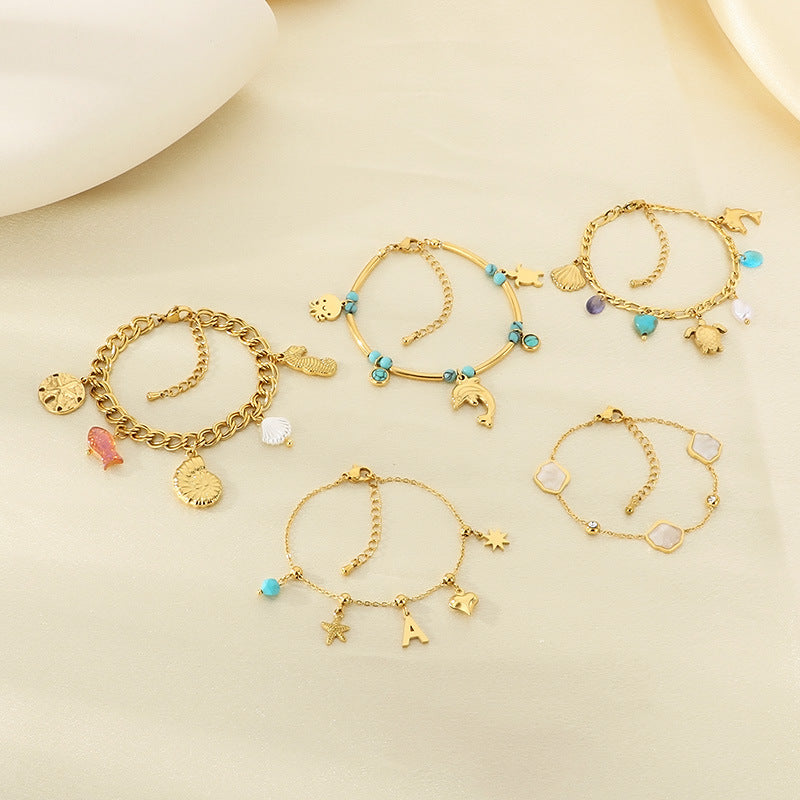 Turquoise & Gold Ocean Charm Jewelry