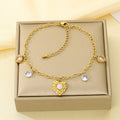 Gold Beaded Chain Charm Bracelet