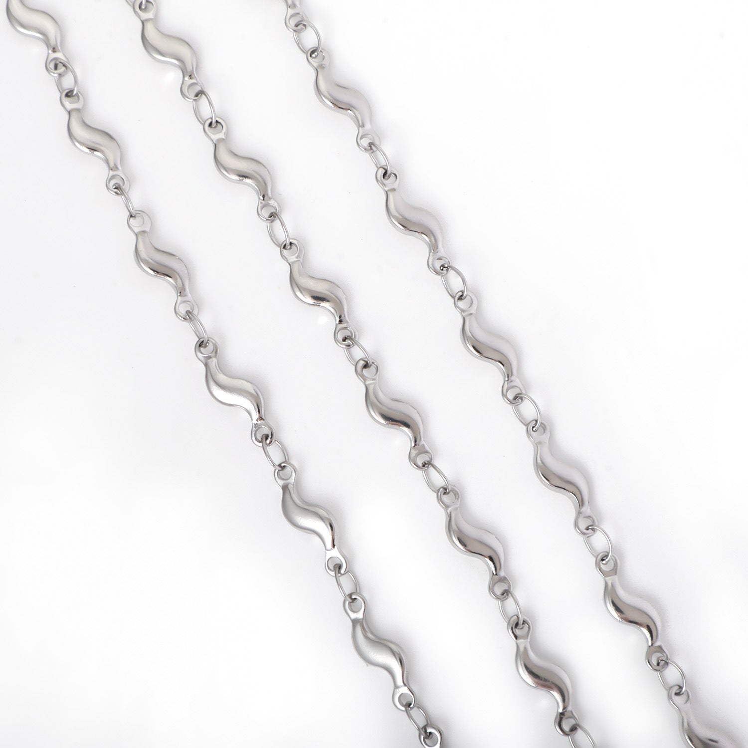 Cross-border stainless steel leaf wavy cross necklace, fashion creative DIY handmade chain jewelry accessories wholesale