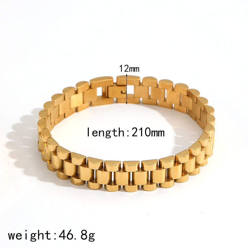 Cross-border hot-selling watch with titanium steel bracelet men's fashion high-end sense gold and silver double color stainless steel bracelet bracelet bracelet