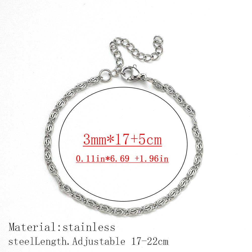 Cross-border women's fashion titanium steel bracelet European and American hot sale plated 18K real gold fashion versatile jewelry stainless steel bracelet