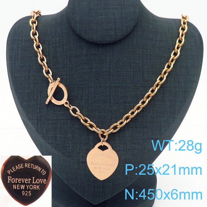 Gold Heart Charm Jewelry Set with Green Enamel Pendant