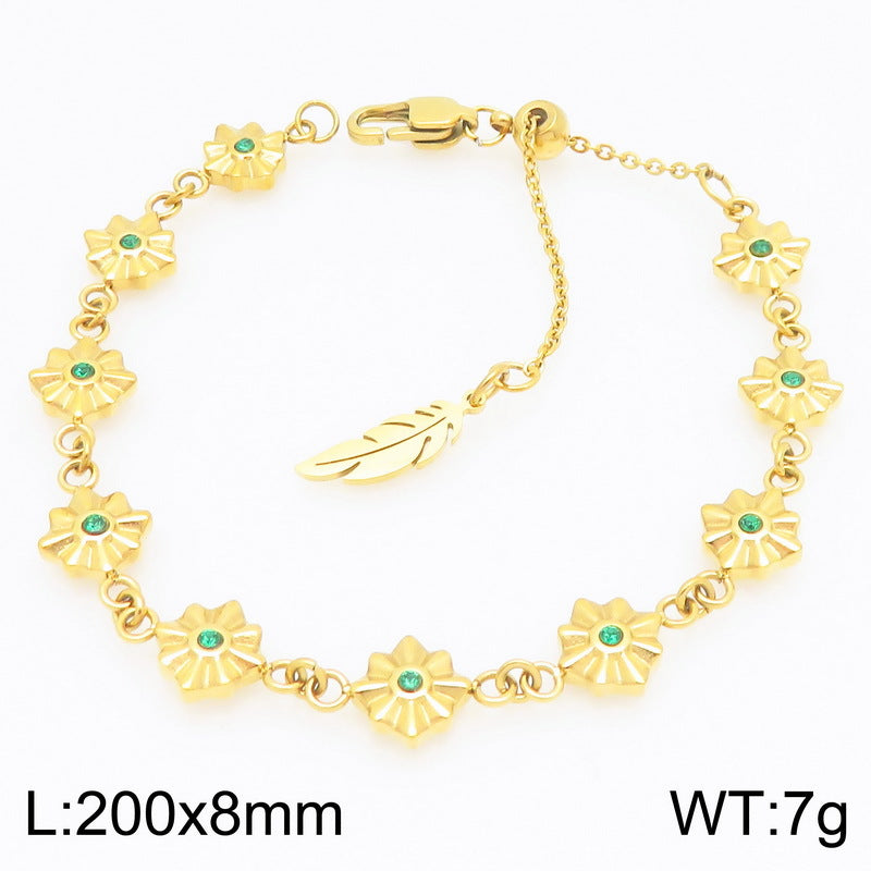 New simple design stainless steel twelve-color four-pointed star bracelet simple and high-end birthstone accessory accessories