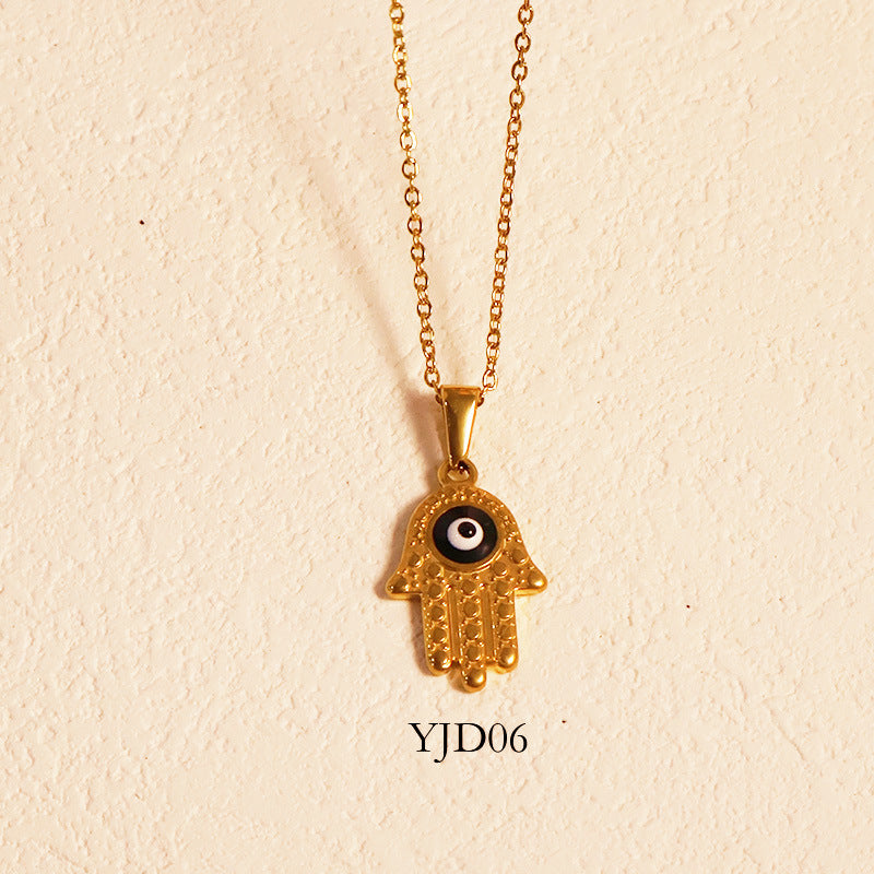 European and American blue eyes devil eye pendant necklace ethnic style vacation clavicle chain plated 24k gold vintage accessories for women