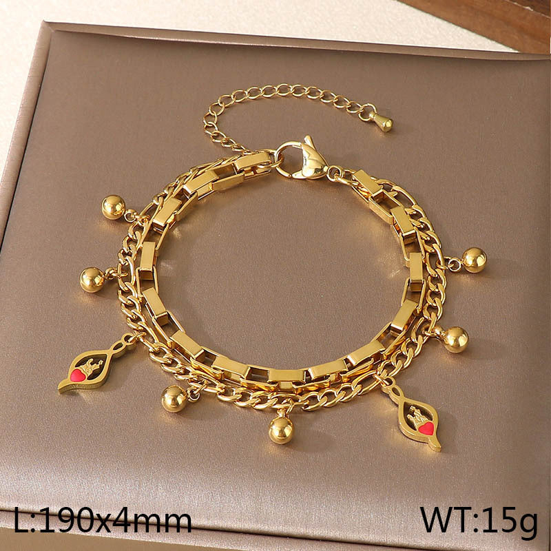 New Mother's Day Versatile Double-layer Love Pendant Stacked with Stainless Steel Versatile Bracelet Spot Mother's Day Style