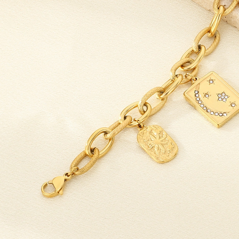 Gold Chunky Charm Chain Bracelet