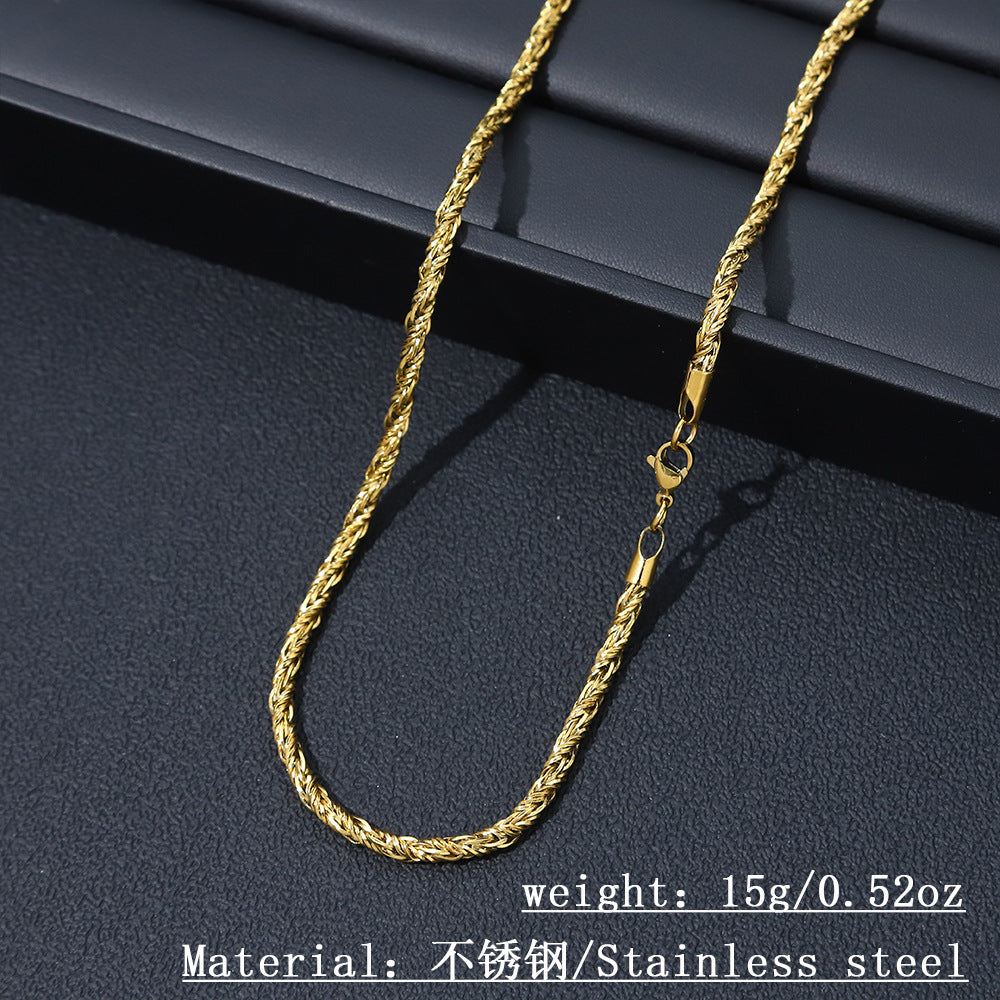 Cross-border hot sale stainless steel twist chain necklace men's hip hop trend sweater chain women's clavicle titanium steel necklace