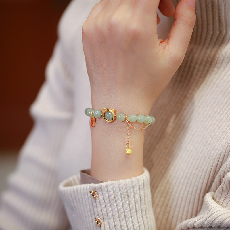 虎年和田玉手链串珠女士轻奢高级感国风文玩佛珠手饰手串