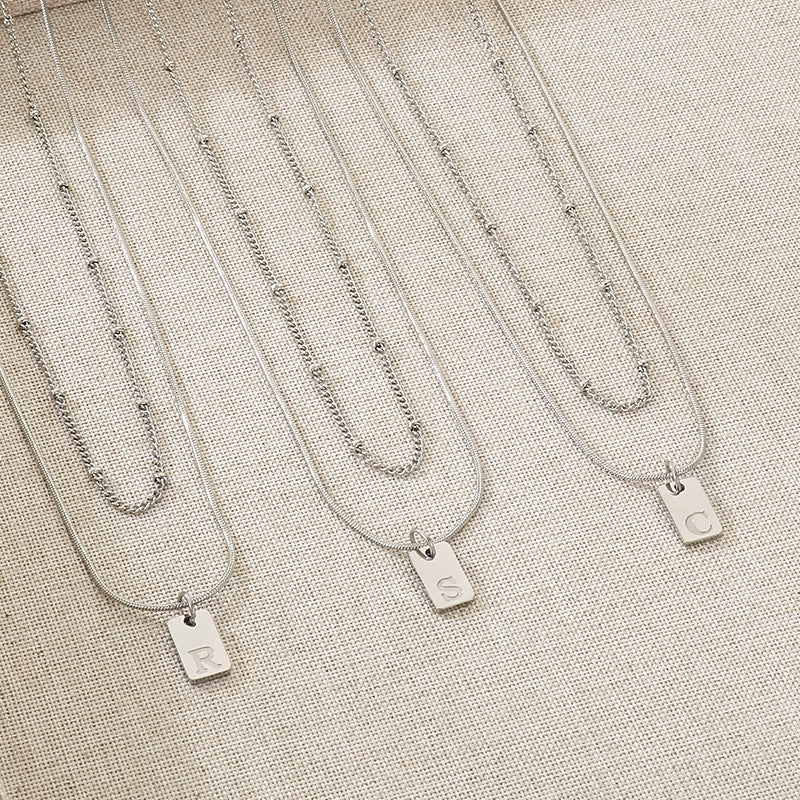 Gold Initial Tag Necklace
