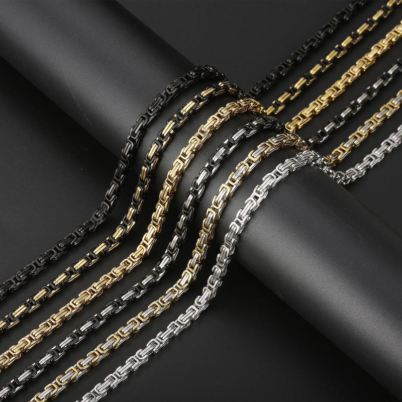 Factory direct supply 5mm chain stainless steel double-piece segment chain emperor chain, multi-specification necklace wholesale