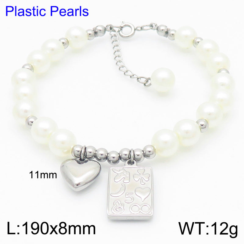 Stainless Steel Heart & Lucky Tag Pendant Jewelry Set