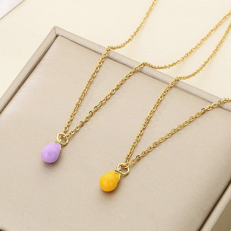 Mini Fruit Charm Gold Chain Necklace