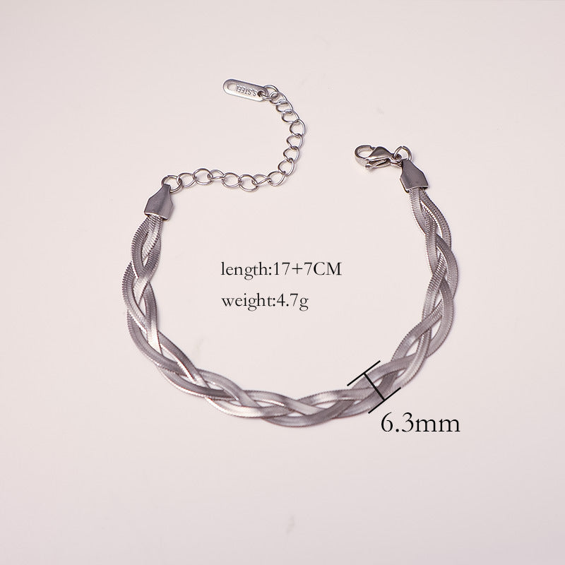 Amazon European and American Simple Vintage Men's and Women's Blade Chains Stainless Steel Twist Flat Snake Bone Chains Necklaces Bracelets Wholesale