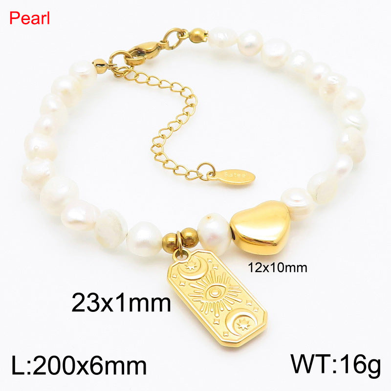 Stainless Steel Heart & Lucky Tag Pendant Jewelry Set