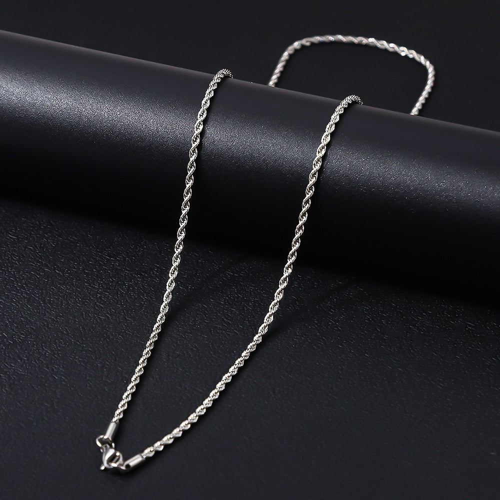 Cross-border men's stainless steel necklace, hot-selling women's collarbone chain chain in Europe and America, versatile high-end titanium steel necklace