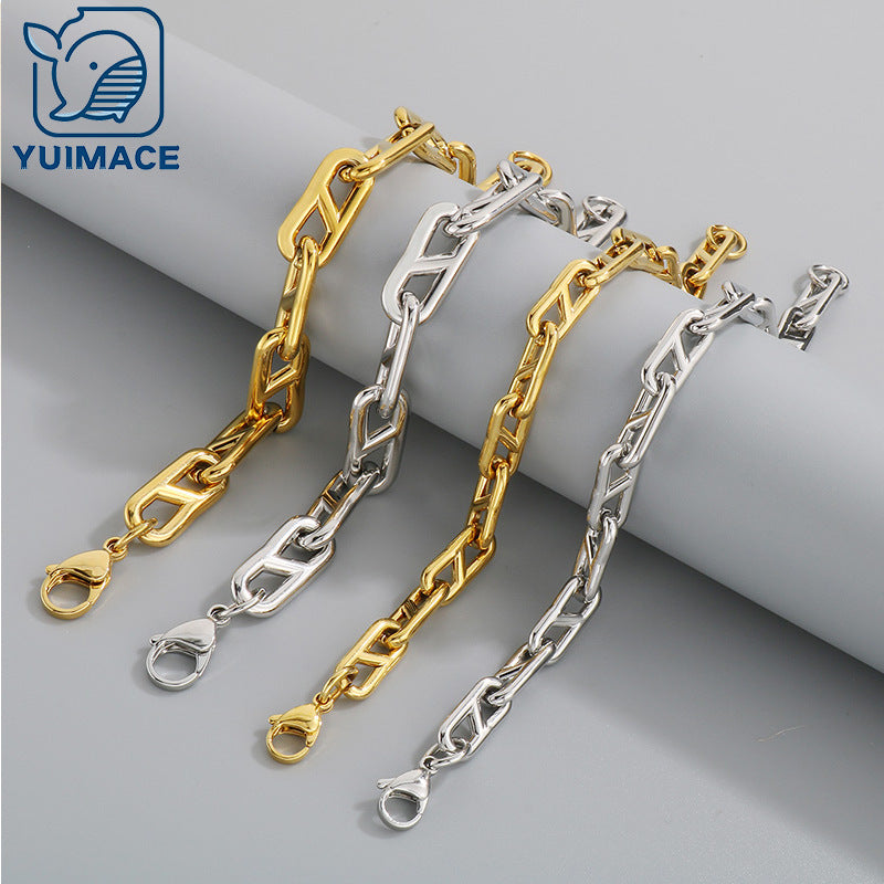 Korean version ins simple stainless steel Japanese chain bracelet trend titanium steel chain 8-shaped jewelry bracelet wholesale