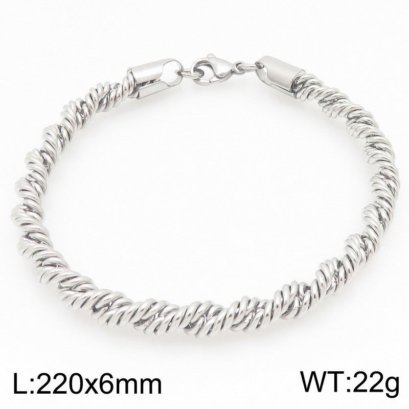 Stainless steel twisted rope chain niche neutral wind couple bracelet vacuum plated 18K gold chain jewelry men's and women's jewelry