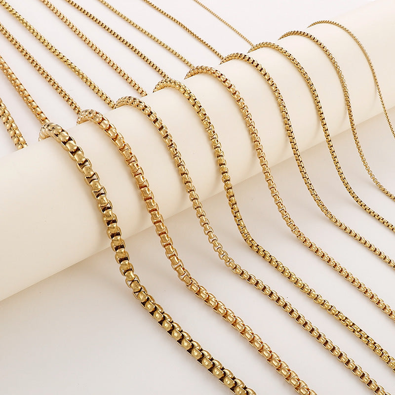 Classic Stainless Steel Pearl Chain Necklace Unisex Multi-Size Necklace Jewelry Pendant with Chain Spot Wholesale