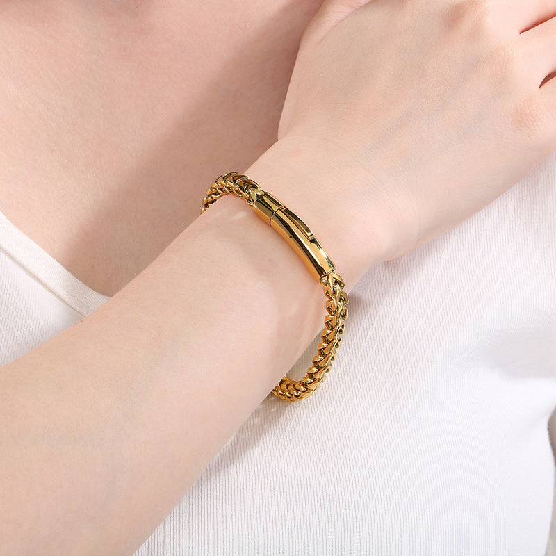 Trend creative stainless steel front and back round grinding bracelet fashionable and simple men's trend round grinding front and back chain jewelry spot