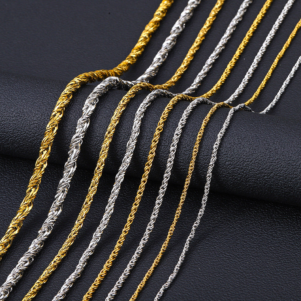 Cross-border hot sale stainless steel twist chain necklace men's hip hop trend sweater chain women's clavicle titanium steel necklace