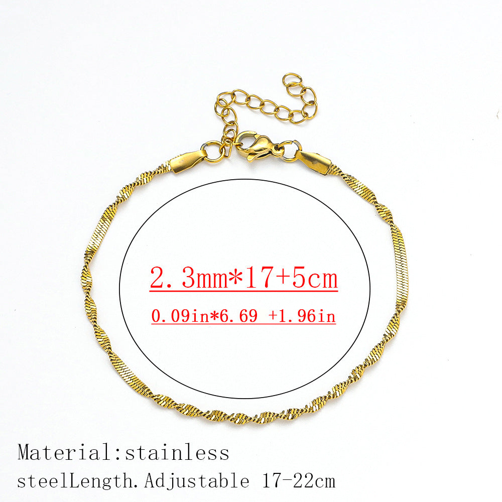 Cross-border women's fashion titanium steel bracelet European and American hot sale plated 18K real gold fashion versatile jewelry stainless steel bracelet