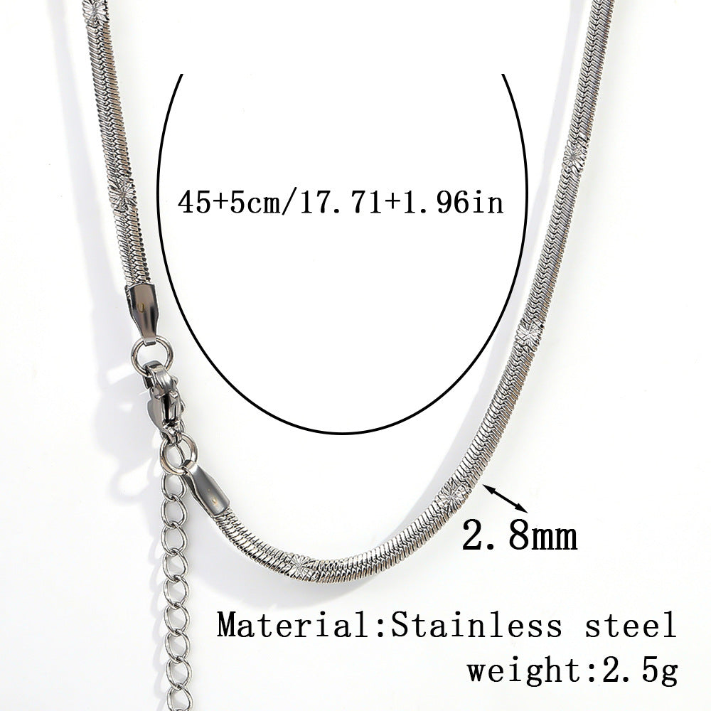 Cross-border women's stainless steel necklace, 18K real gold snake bone chain plain chain fashion collarbone chain versatile titanium steel necklace