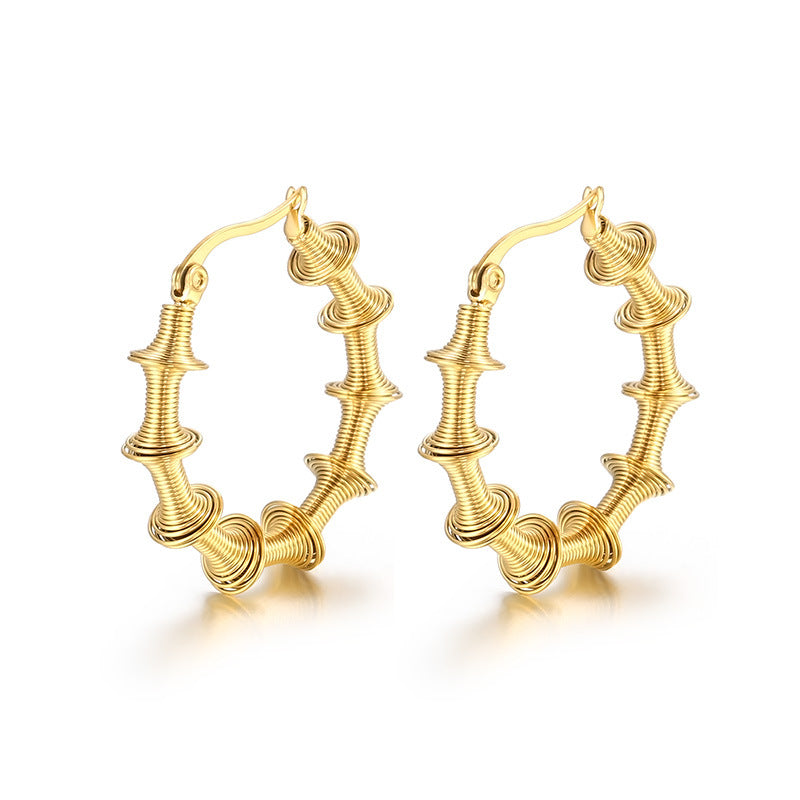 Bamboo Textured Hoop Earrings