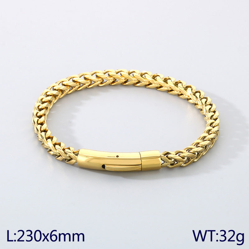 Trend creative stainless steel front and back round grinding bracelet fashionable and simple men's trend round grinding front and back chain jewelry spot