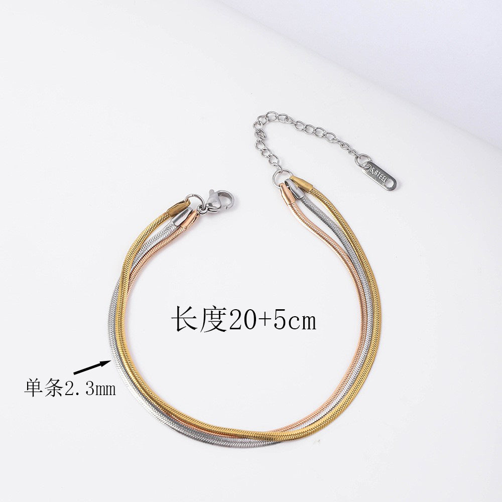 Stainless Steel Snake Bone Chain Bracelet Women's European and American Trend Fashion Furnace 18K Vacuum Electroplating Titanium Steel Push Bracelet