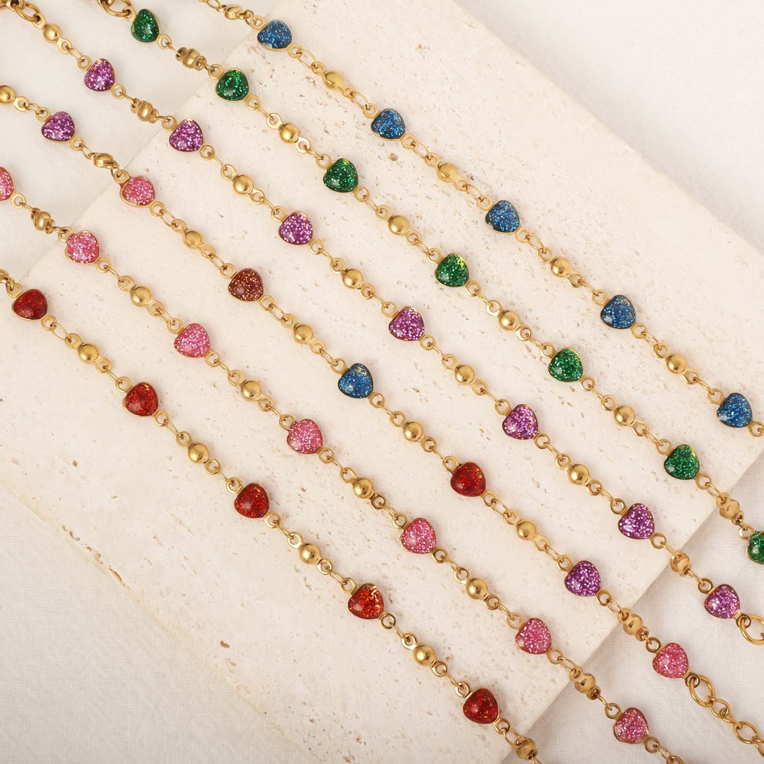 Cross-border new stainless steel handmade love bracelet jewelry, dopamine fashion personalized women's Christmas accessories wholesale