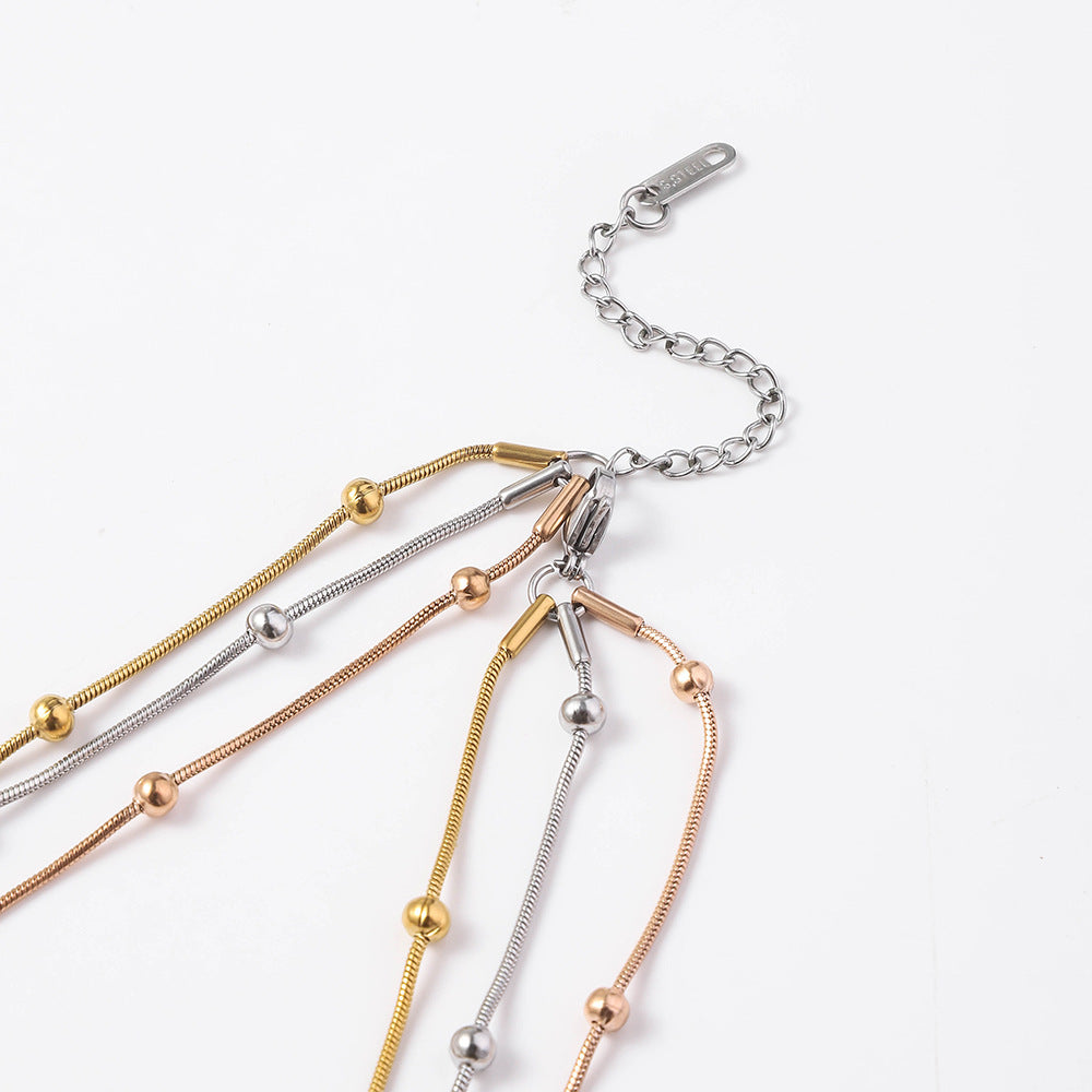 Stainless steel round snake bead bracelet European and American trend fashion plating furnace 18K vacuum electroplating titanium steel bracelet wholesale