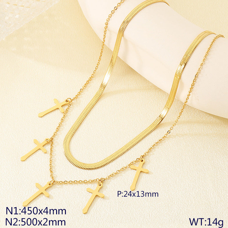 Layered Cross Chain Necklace