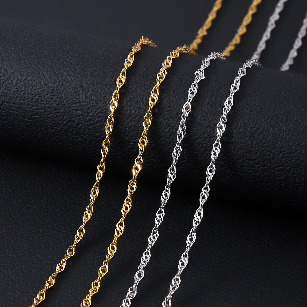 Europe and the United States hot-selling stainless steel water wave chain 18K gold vacuum electroplating clavicle chain women's titanium steel DIY necklace jewelry wholesale