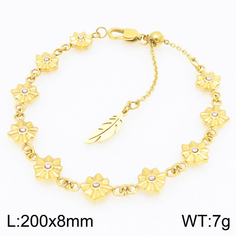 New simple design stainless steel twelve-color four-pointed star bracelet simple and high-end birthstone accessory accessories