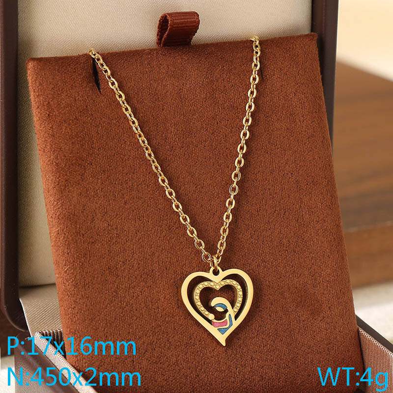 Cross-border Mother's Day style Stainless steel love mom pendant necklace 18K gold simple and versatile high-sense collarbone chain