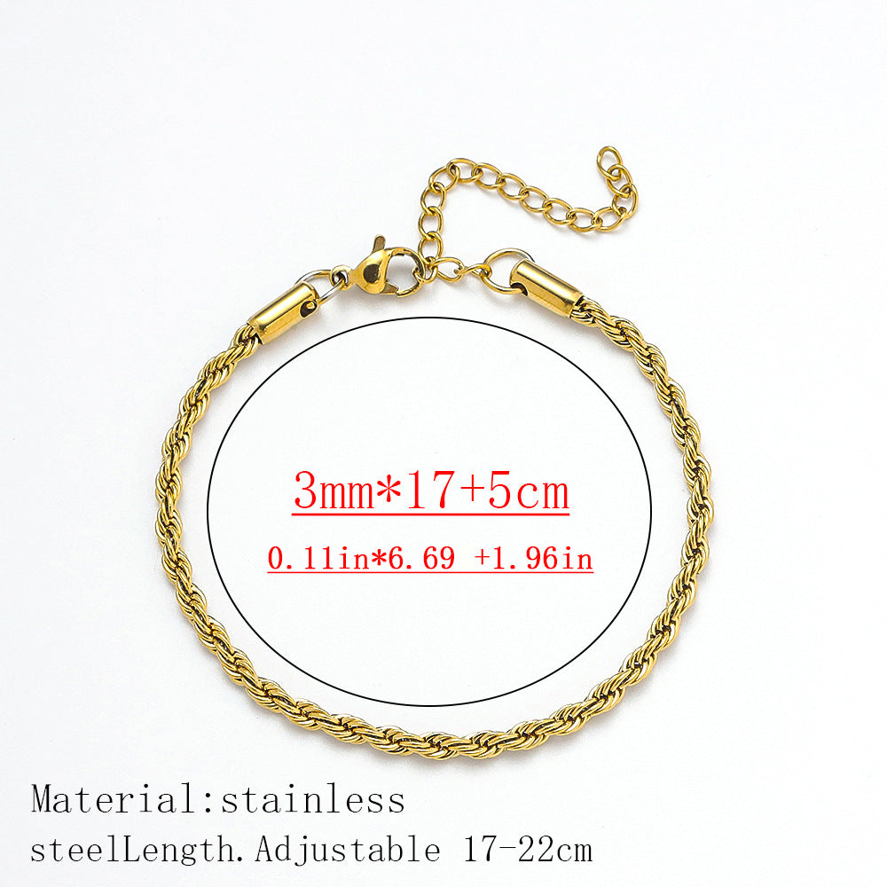 Cross-border women's fashion titanium steel bracelet European and American hot sale plated 18K real gold fashion versatile jewelry stainless steel bracelet