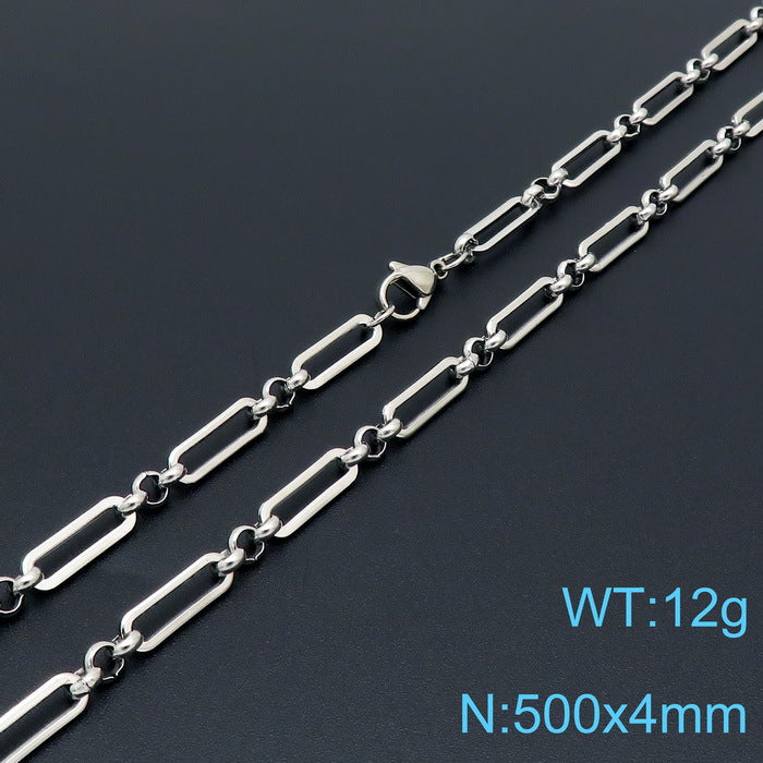 Elongated Rectangle Link Chain Necklace