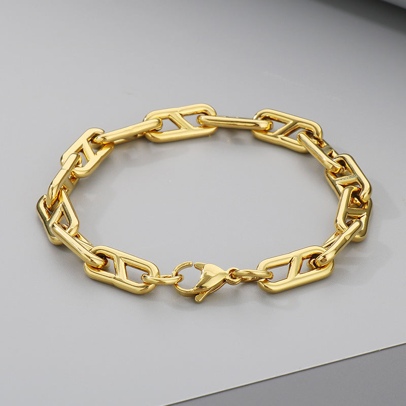 Korean version ins simple stainless steel Japanese chain bracelet trend titanium steel chain 8-shaped jewelry bracelet wholesale