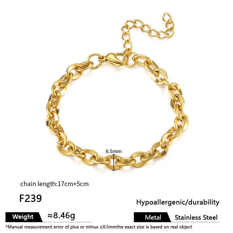 European and American ins titanium steel bracelet personality niche hip hop Cuban chain thick chain stainless steel vacuum plated 18k gold bracelet