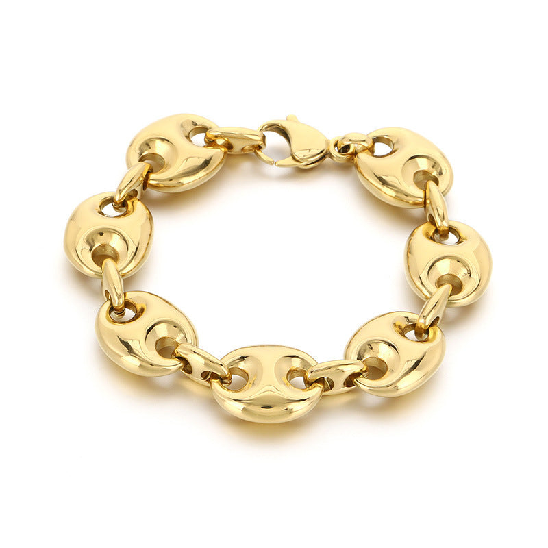 Europe and the United States cross-border high-grade stainless steel 18k gold pig nose bracelet summer versatile bracelet jewelry spot wholesale