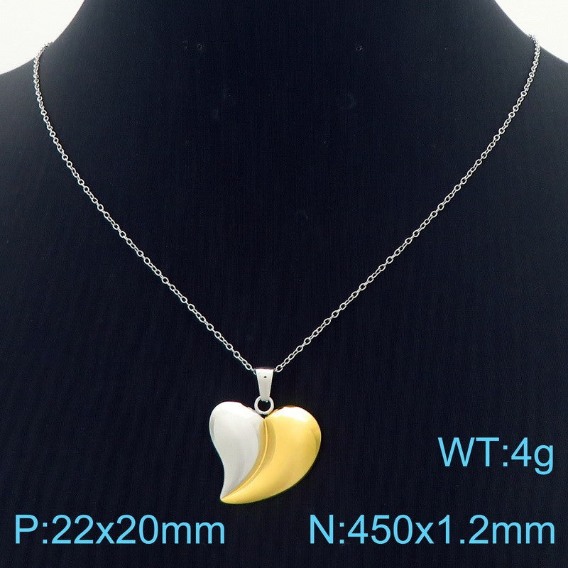 Cross-border high-end ins smooth three-dimensional love stainless steel O-chain necklace fashion peach heart titanium steel collarbone chain