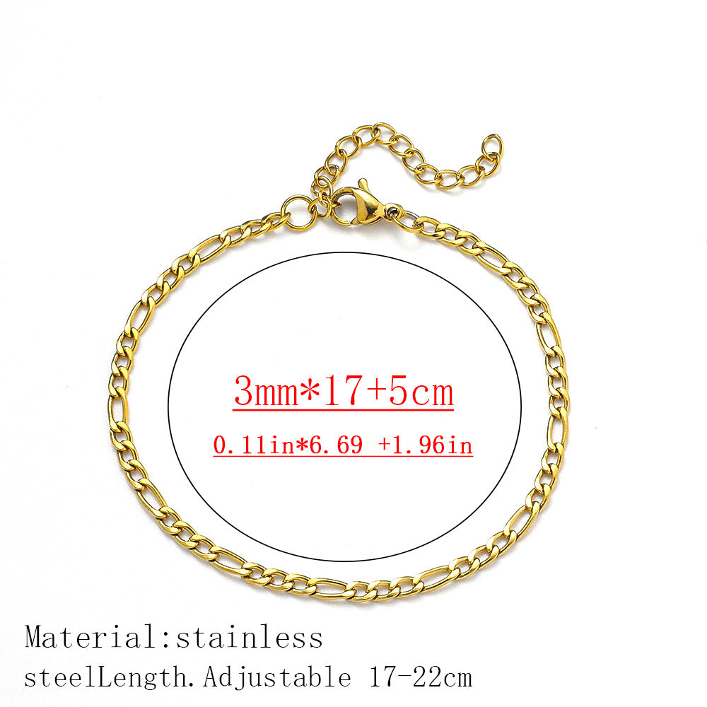Cross-border women's fashion titanium steel bracelet European and American hot sale plated 18K real gold fashion versatile jewelry stainless steel bracelet