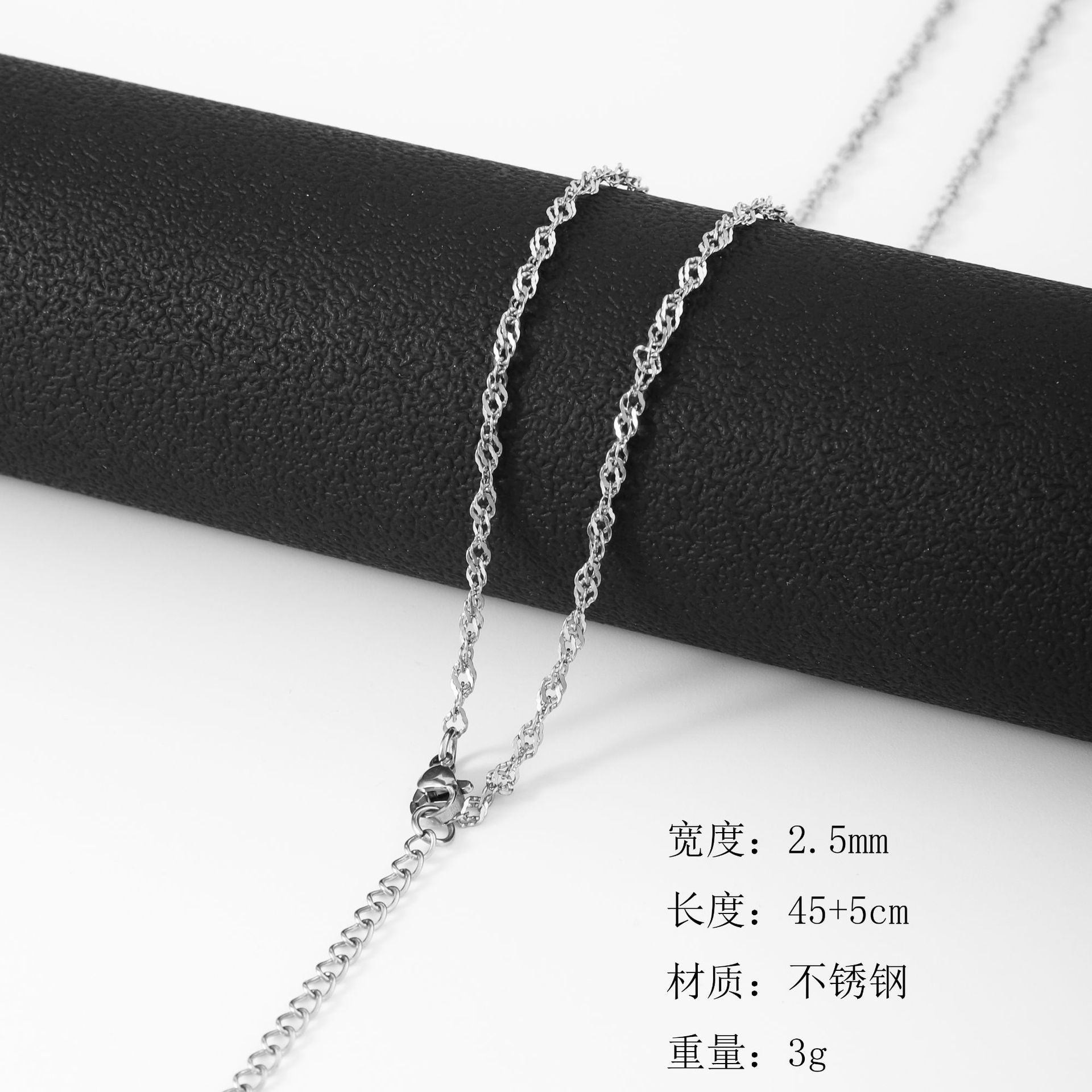 Europe and the United States hot-selling stainless steel water wave chain 18K gold vacuum electroplating clavicle chain women's titanium steel DIY necklace jewelry wholesale