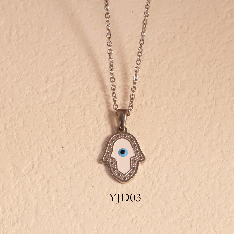 European and American blue eyes devil eye pendant necklace ethnic style vacation clavicle chain plated 24k gold vintage accessories for women