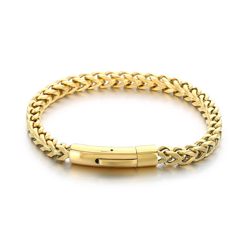 Trend creative stainless steel front and back round grinding bracelet fashionable and simple men's trend round grinding front and back chain jewelry spot