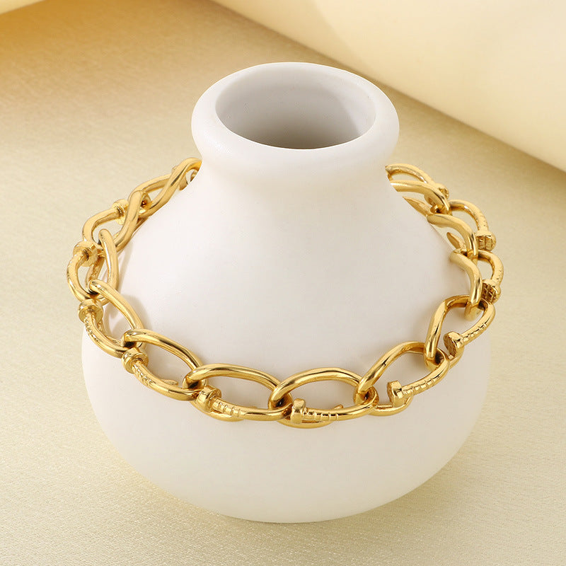 Simple cold wind versatile jewelry stainless steel splicing nail bracelet trend neutral wind personalized stainless steel jewelry